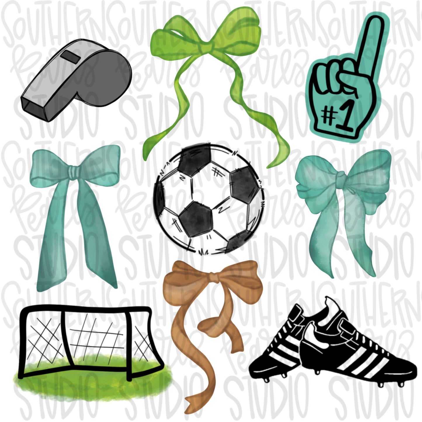 Soccer Bow Collage | Couquette | Sublimation Design | Digital Download | Women’s, Kids Shirt PNG