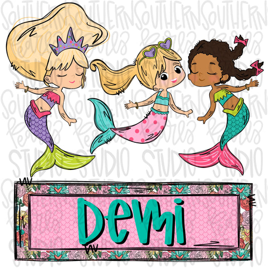 Mermaid trio | Sublimation Design | Digital Download | Women’s, Kids Shirt PNG