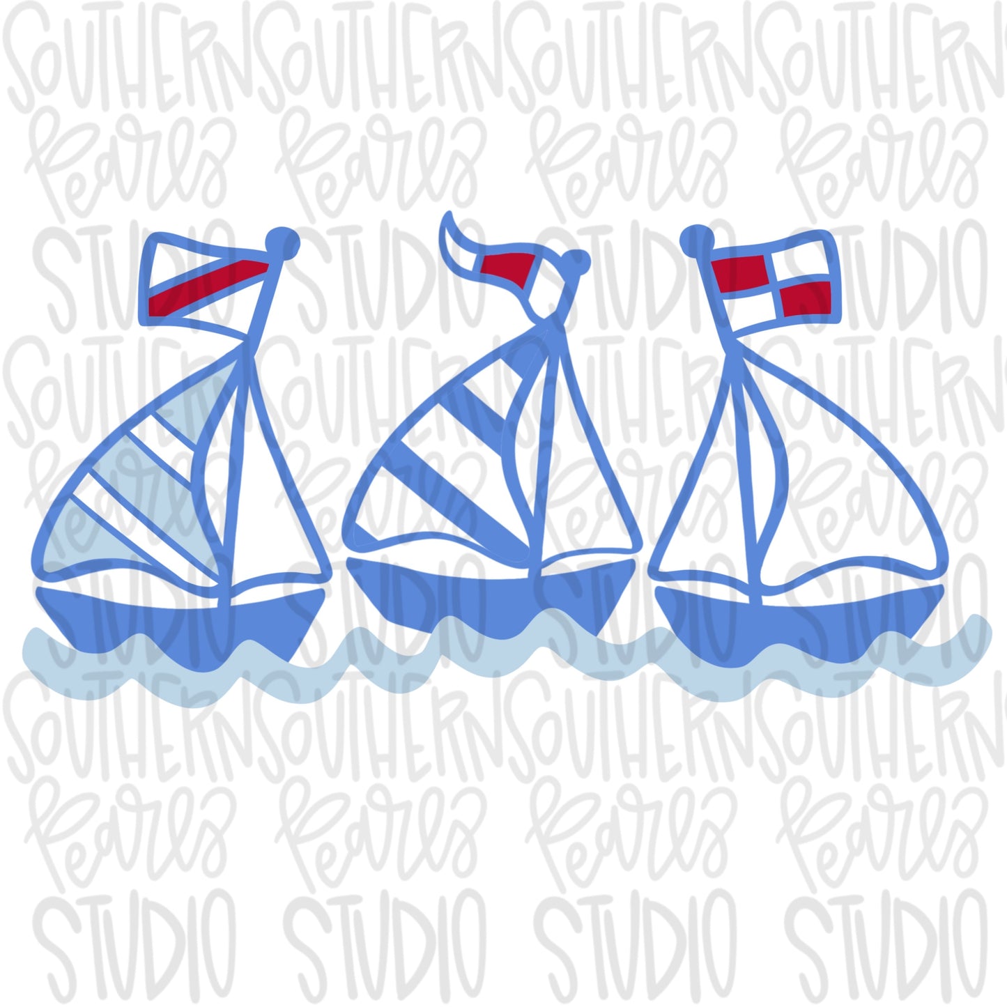 Sailboat Trio with Name Patch and Without | 2 PNG files| Sublimation Design | Digital Download | Women’s, Kids Shirt PNG SVG