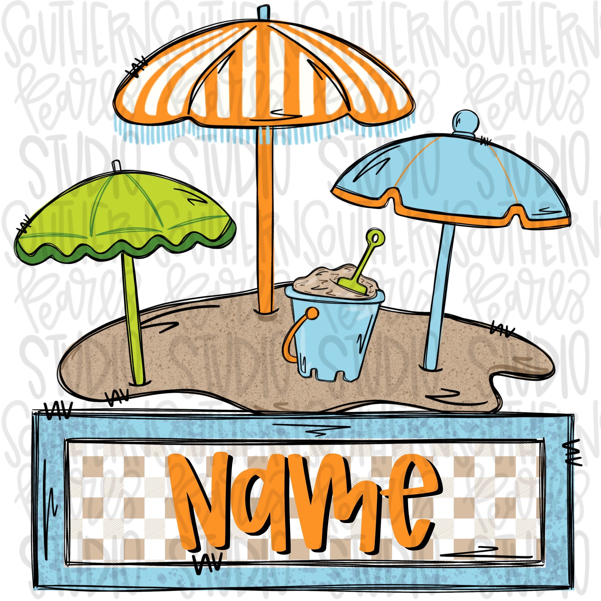 Beach Umbrella boyish with Name Patch and Without | 2 PNG files| Sublimation Design | Digital Download | Women’s, Kids Shirt PNG SVG