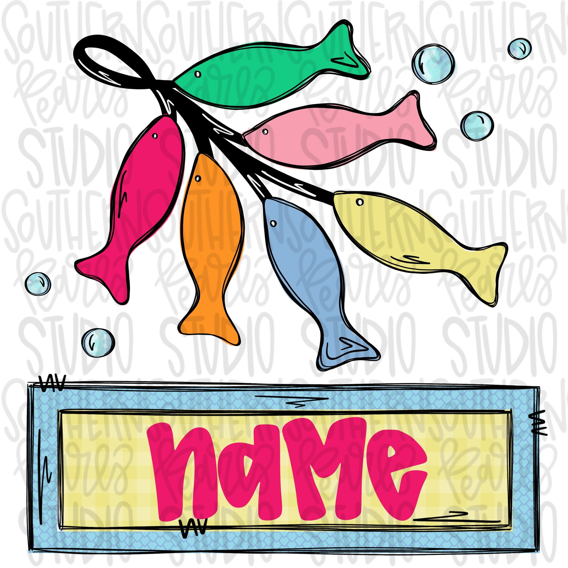 Fish on lines with Name Patch and Without | 2 PNG files| Sublimation Design | Digital Download | Women’s, Kids Shirt PNG SVG