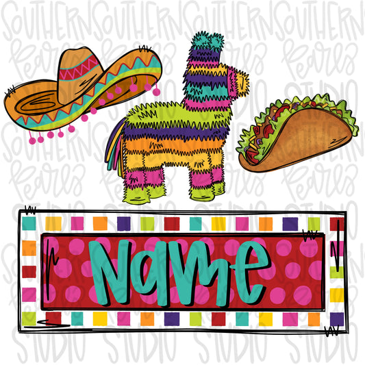 Cinco De Mayo trio with Name Patch Girl | Sublimation Design | Digital Download | Women’s, Kids Shirt PNG SVG