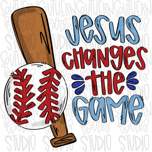 Baseball Jesus Changes the Game | Sublimation Design | Digital Download | Women’s, Kids Shirt PNG