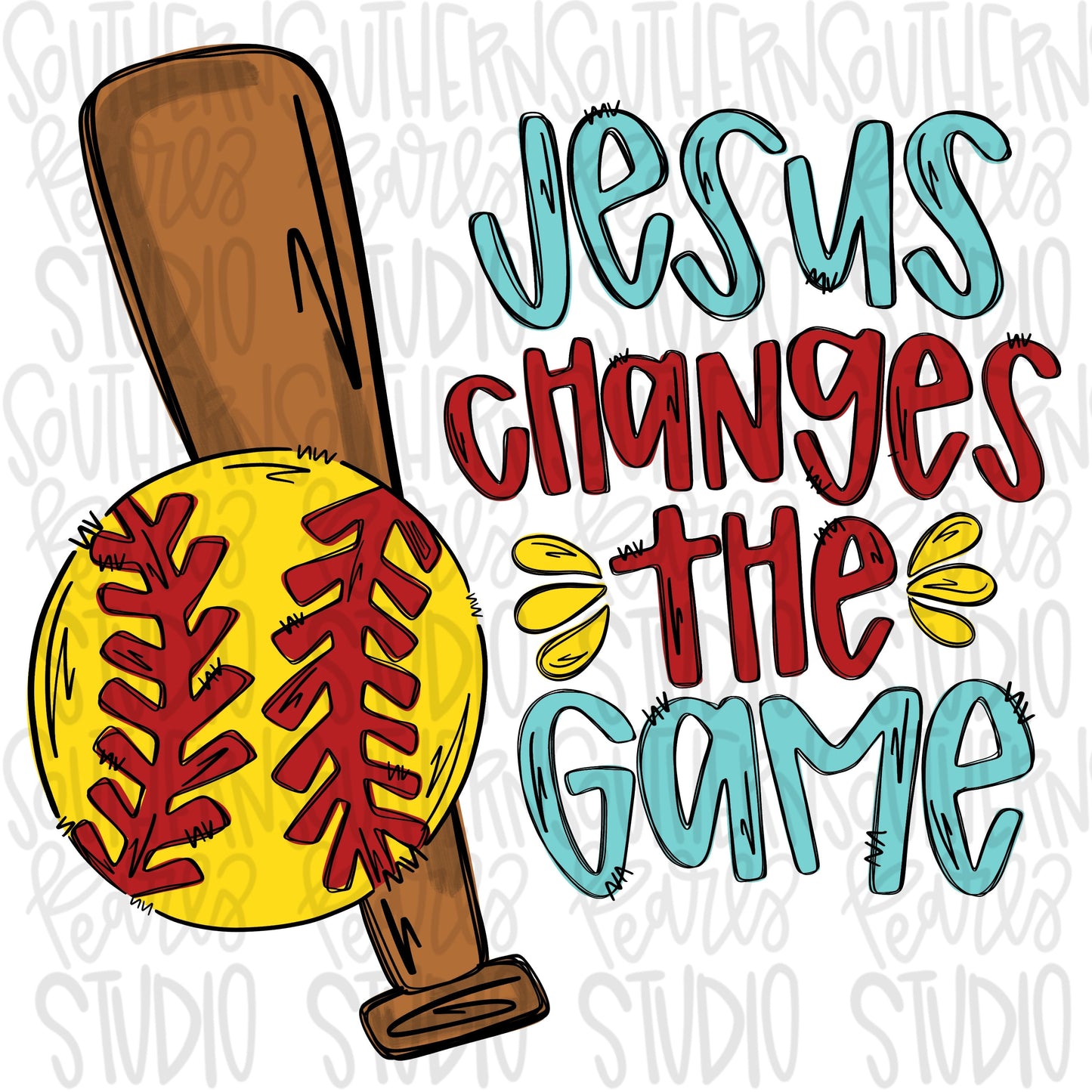 Softball Jesus Changes the Game | Sublimation Design | Digital Download | Women’s, Kids Shirt PNG