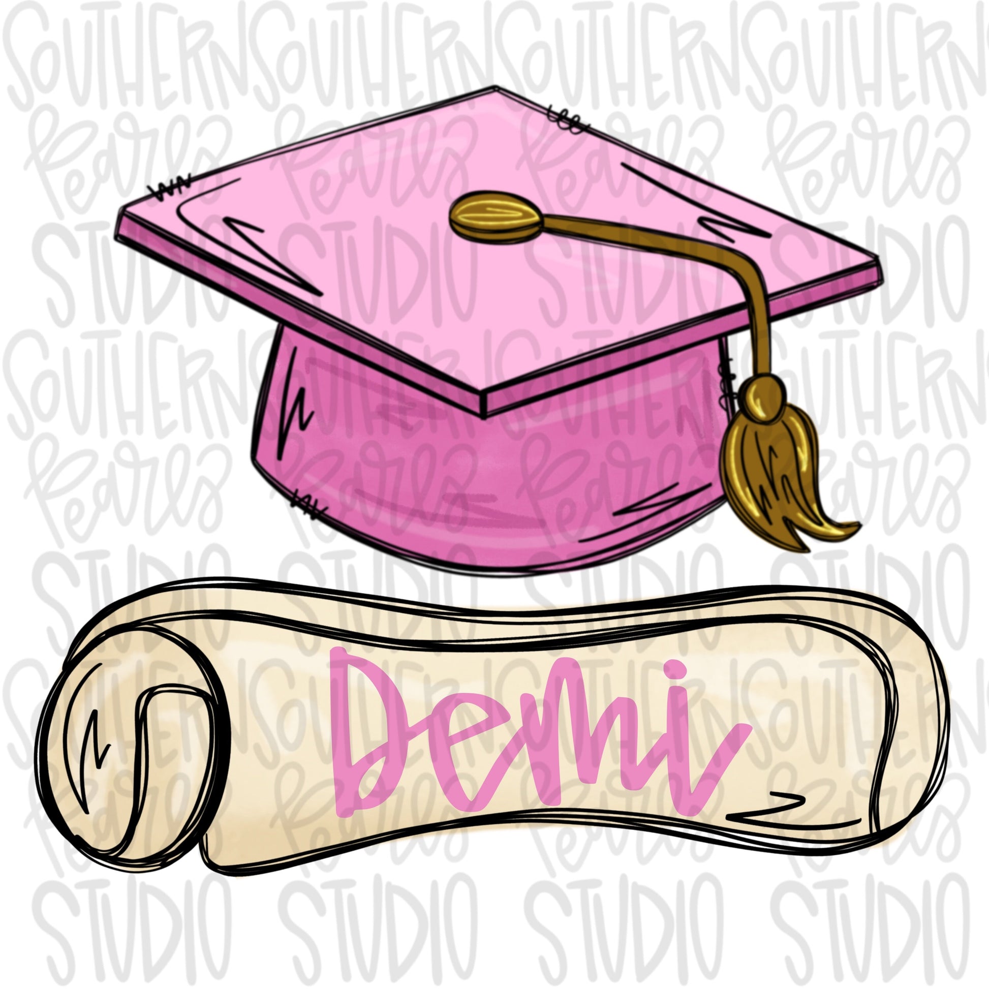 Graduation cap Pink with name patch | Preschool | Kindergarten | Sublimation Design | Digital Download | Women’s, Kids Shirt PNG