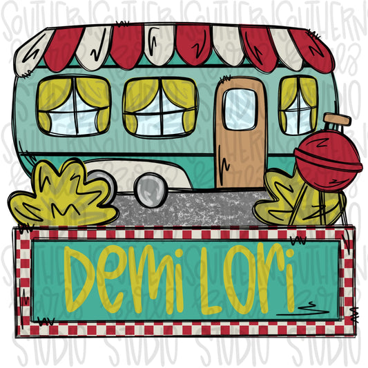 Camper with Name Patch | Sublimation Design | Digital Download | Women’s, Kids Shirt PNG