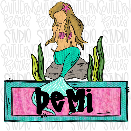 Mermaid Name Patch | Sublimation Design | Digital Download | Women’s, Kids Shirt PNG