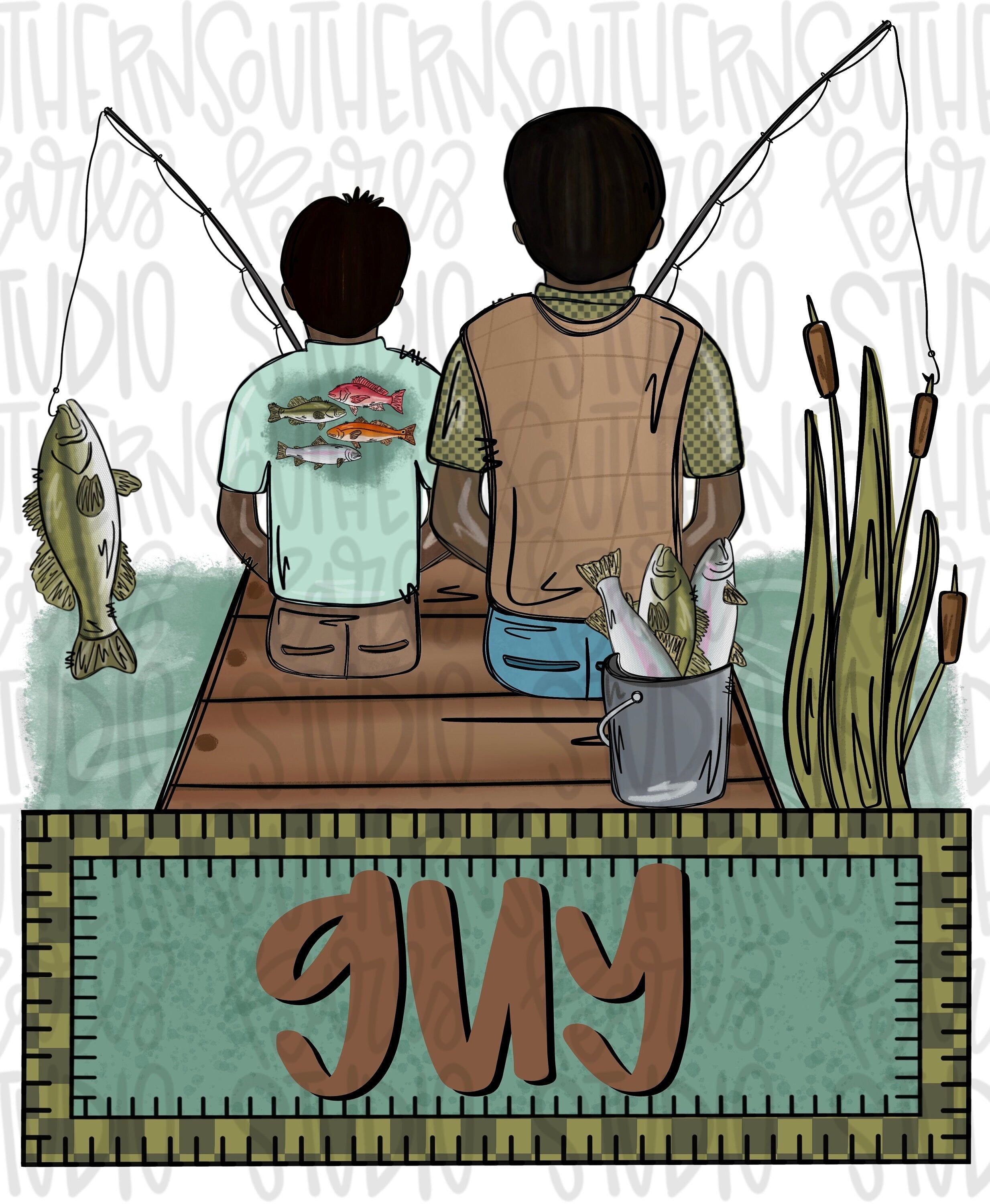 Fish Name Guard Father son fishing Name Patch | Fathers Day | Black Hair | Sublimation ...