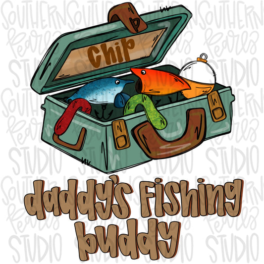 Daddy’s fishing buddy | Fishing tackle box with Name Patch BOY | Sublimation Design | Digital Download | Women’s, Kids Shirt PNG SVG