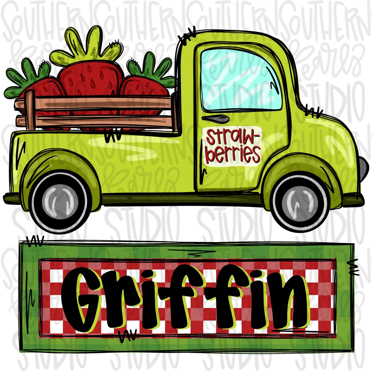 Strawberry Truck with Name Patch Boy | Sublimation Design | Digital Download | Women’s, Kids Shirt PNG