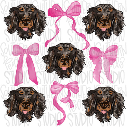 Dachshund Bow Collage | Couquette | Sublimation Design | Digital Download | Women’s, Kids Shirt PNG