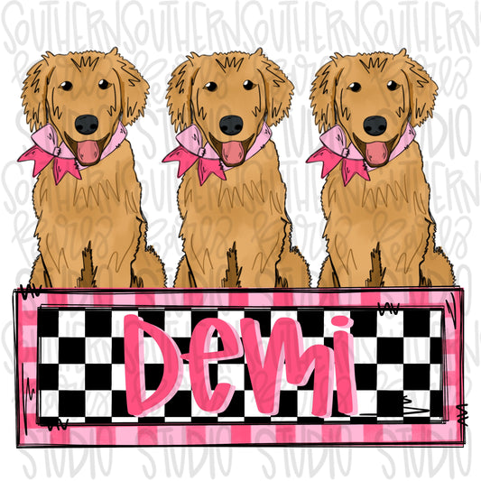Golden retrievers trio girls with black and white patch | Sublimation Design | Digital Download | Women’s, Kids Shirt PNG