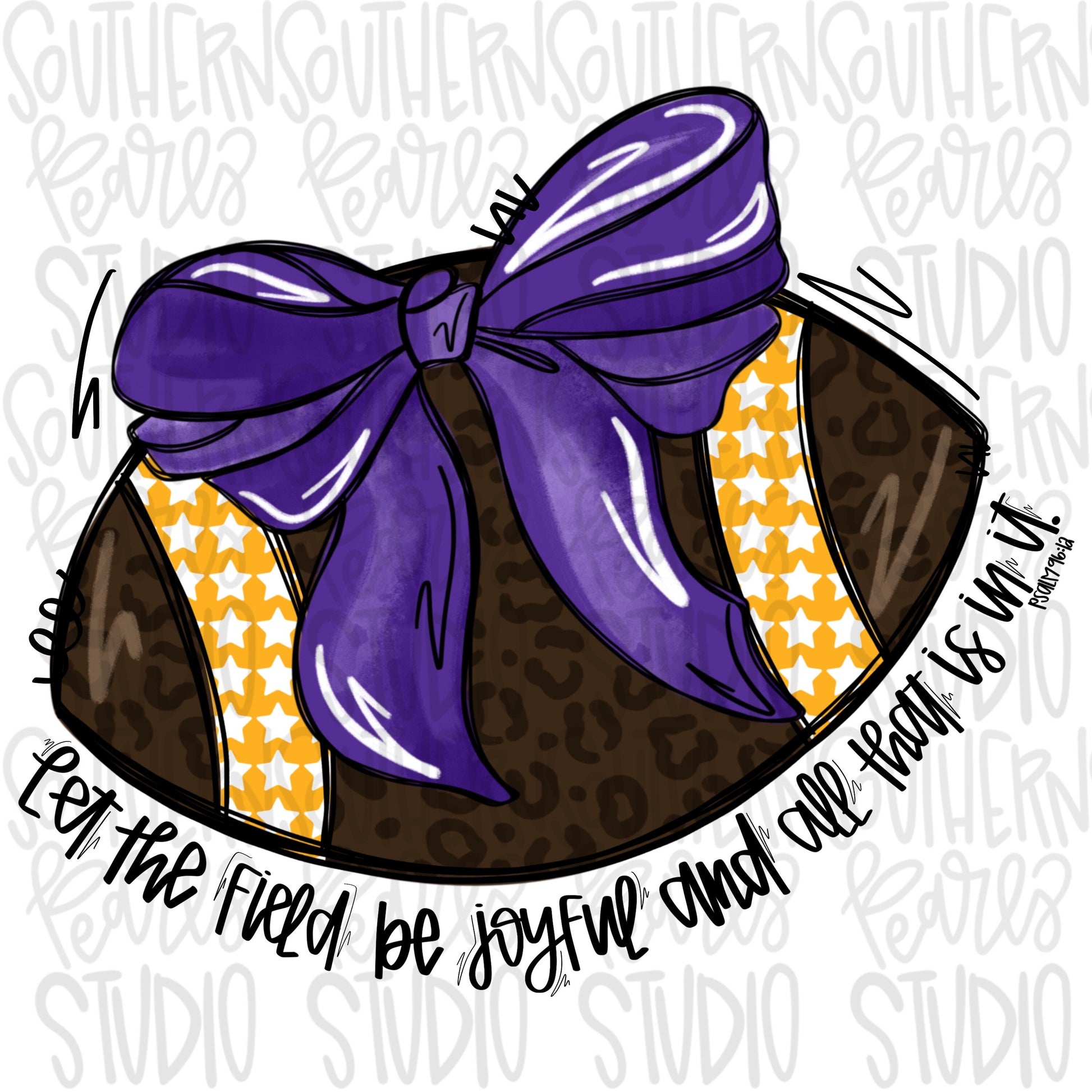 Let the field be joyful football with bow | purple | Go Team | PNG | Sublimation | Design Download