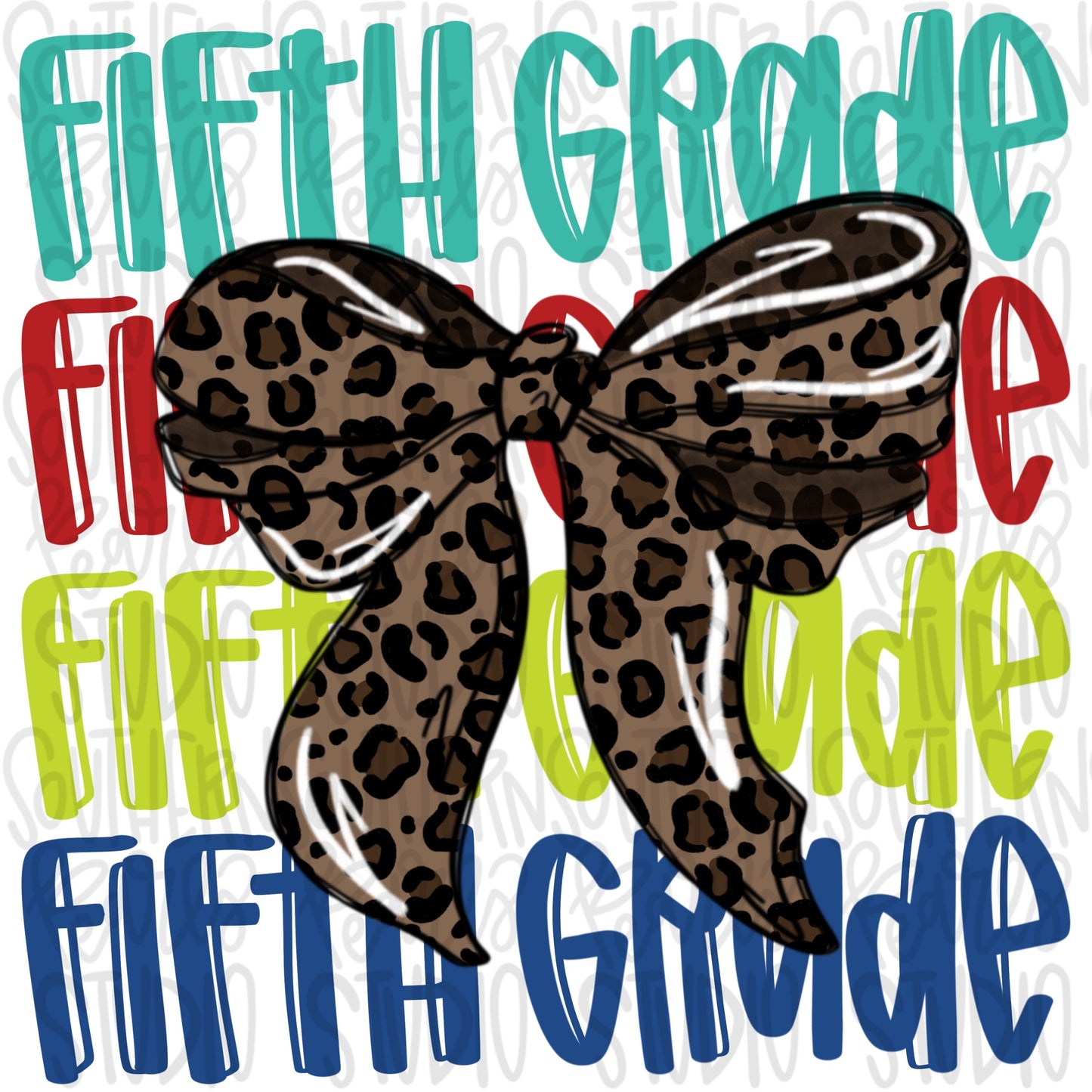 Fifth Grade | leopard bow | PNG | Sublimation design | Design Download | dtf | dtg |