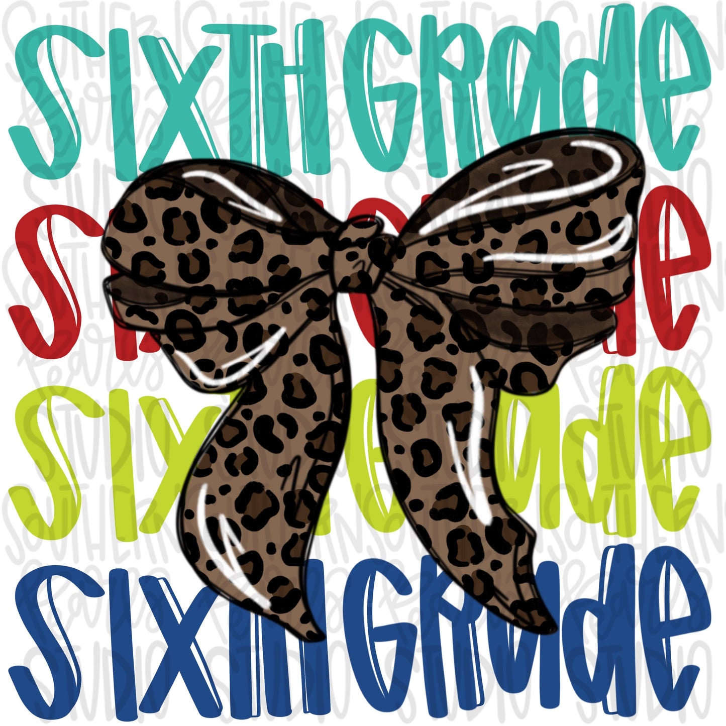 Sixth Grade | leopard bow | PNG | Sublimation design | Design Download | dtf | dtg |