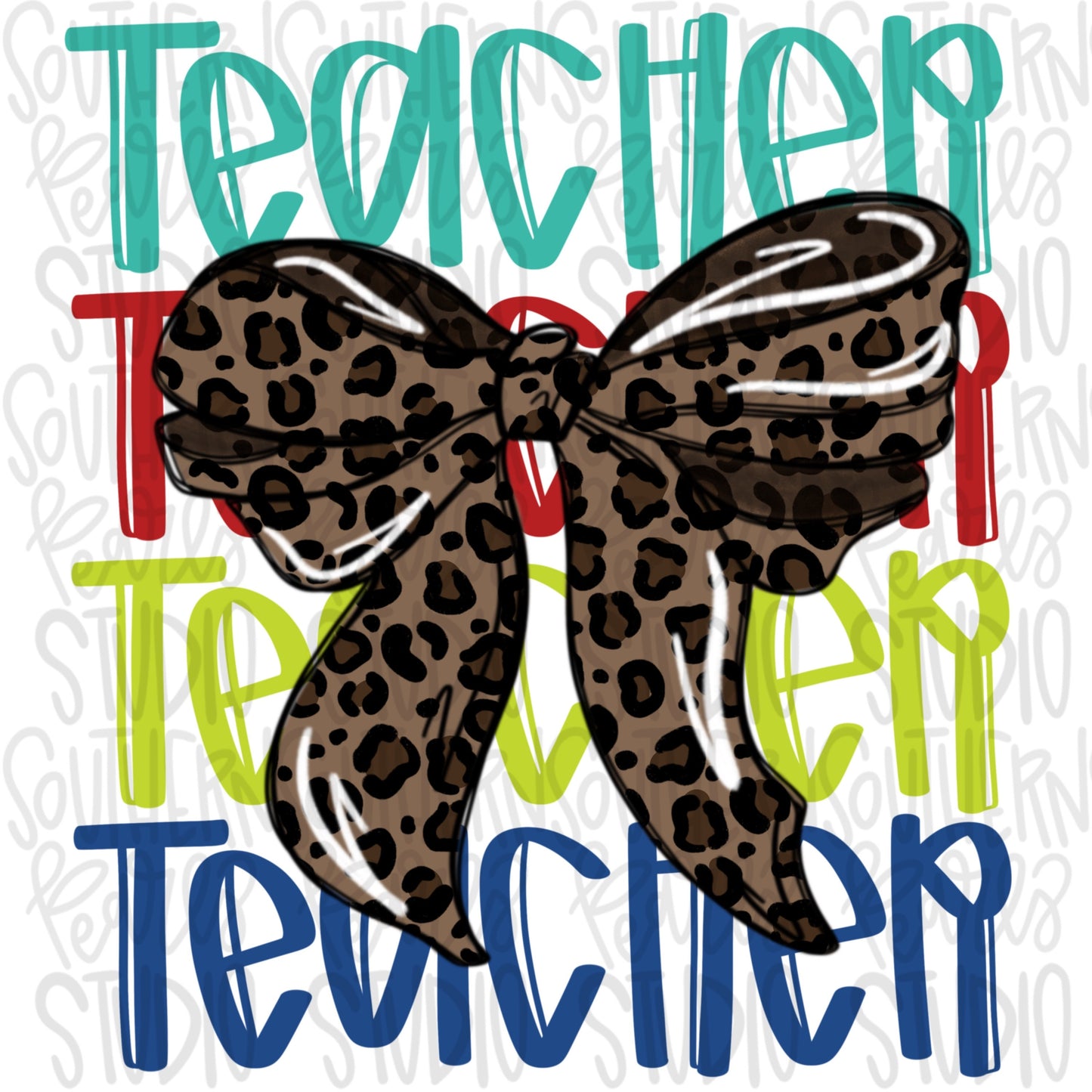 Teacher | leopard bow | PNG | Sublimation design | Design Download | dtf | dtg |