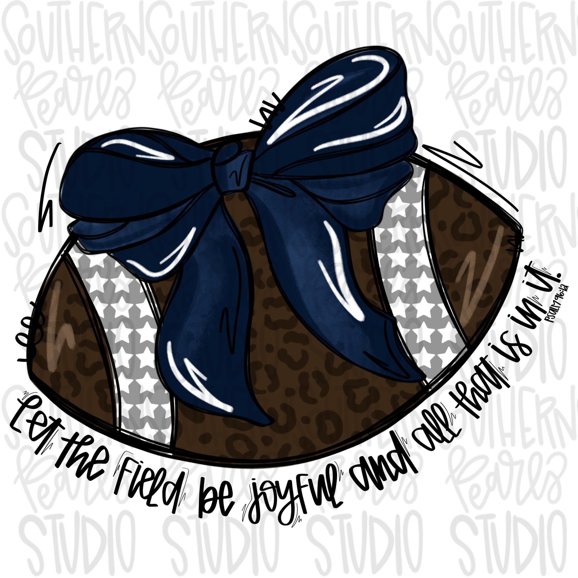 Let the field be joyful football with bow | navy | Go Team | PNG | Sublimation | Design Download