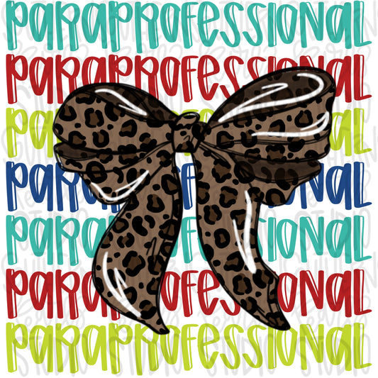 Paraprofessional | leopard bow | PNG | Sublimation design | Design Download | dtf | dtg |