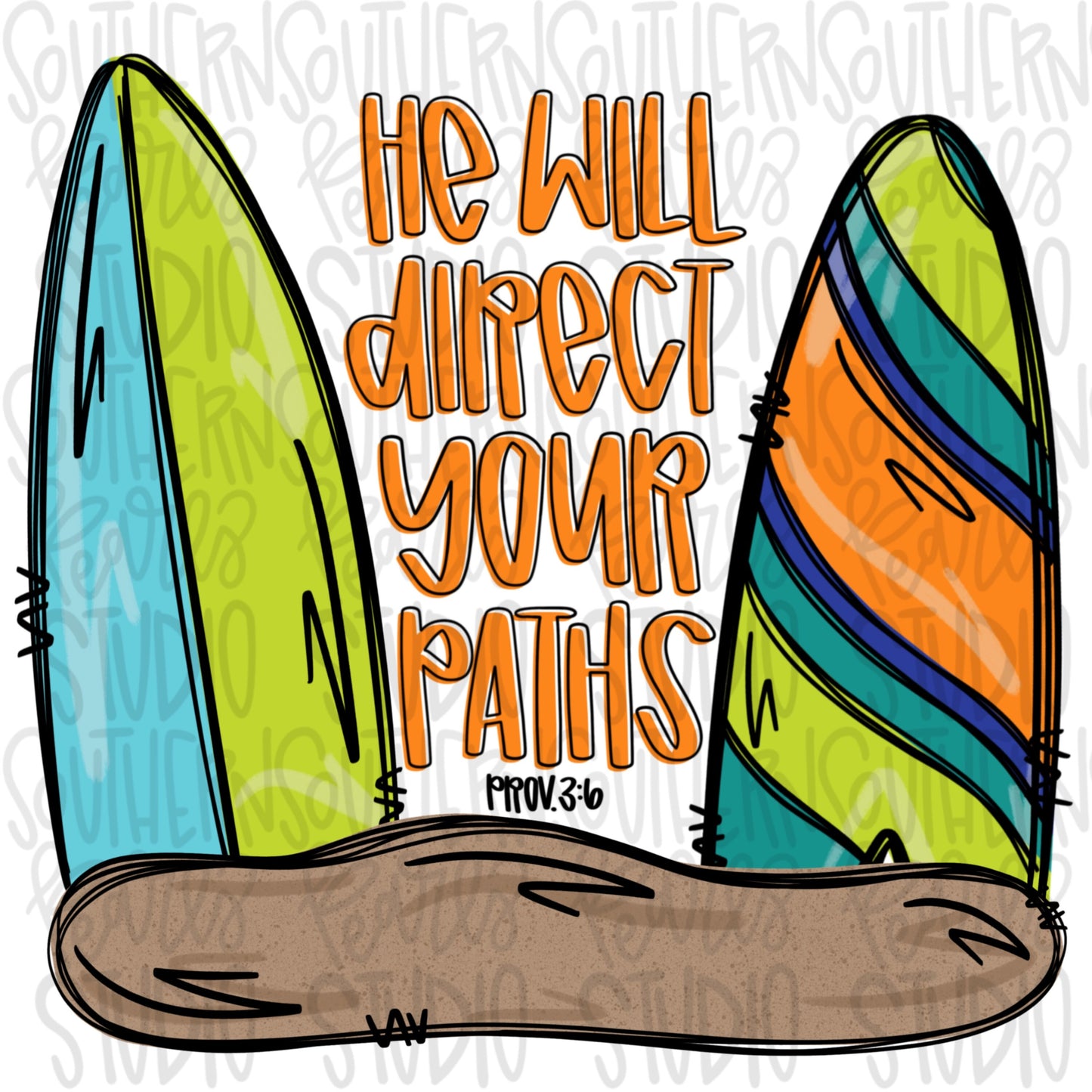 He will direct your paths | surfboard boy | Sublimation Design | Digital Download | Women’s, Kids Shirt PNG