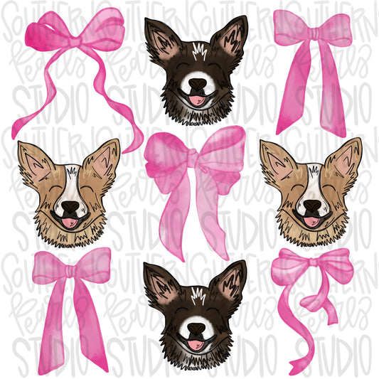 Chihuahua Bow Collage | Couquette | Sublimation Design | Digital Download | Women’s, Kids Shirt PNG