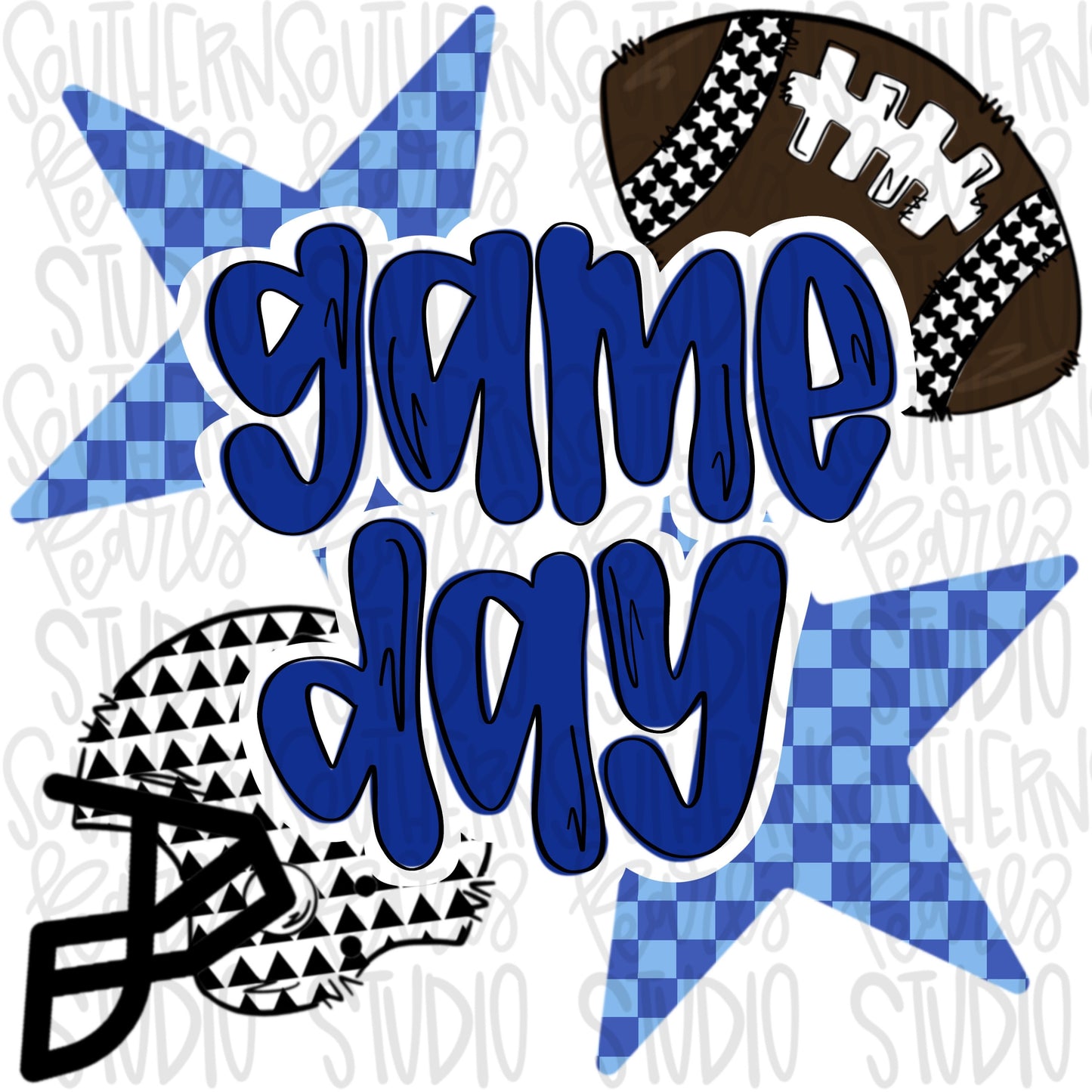 Game Day Football and helmet | royal blue | Go Team | PNG | Sublimation | Design Download