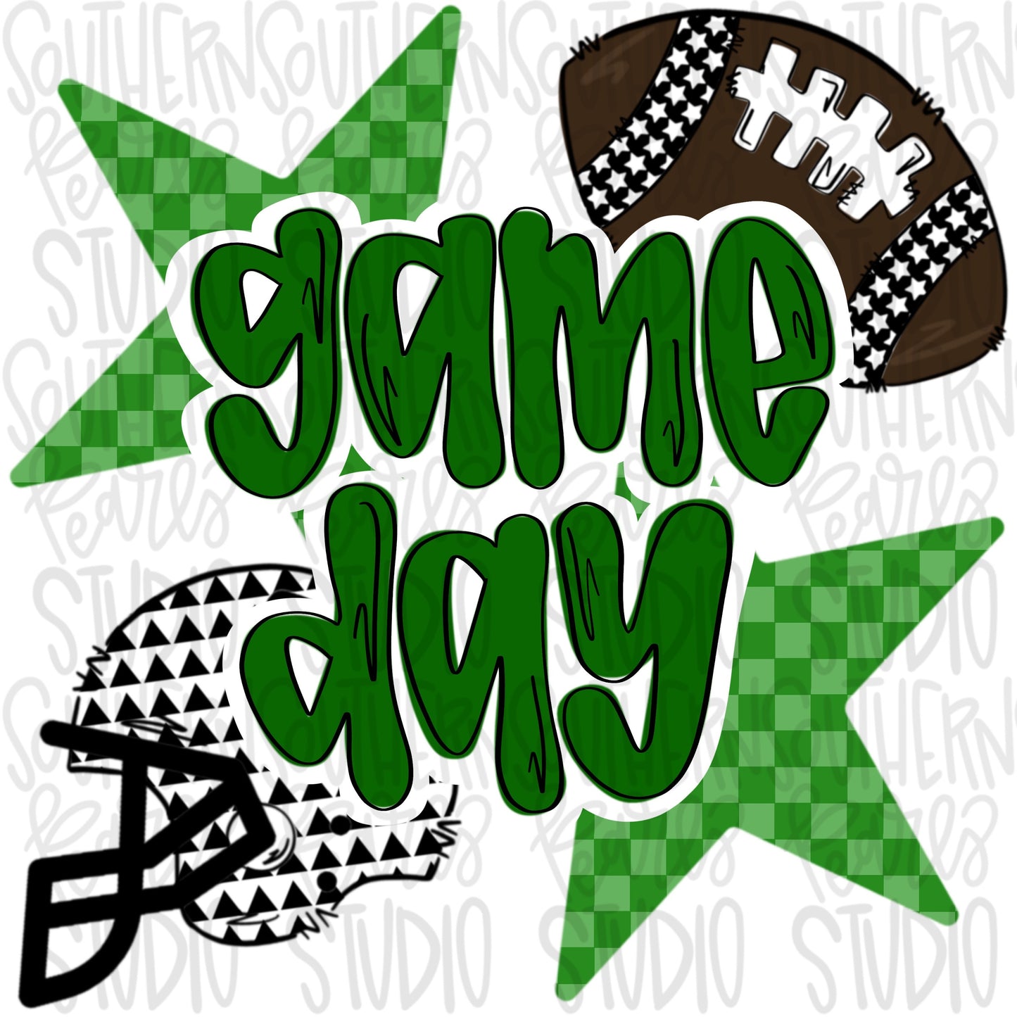 Game Day Football and helmet | green | Go Team | PNG | Sublimation | Design Download