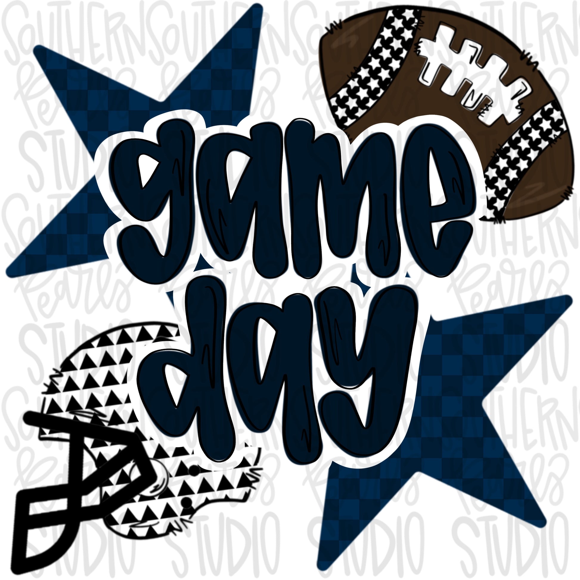 Game Day Football and helmet | navy | Go Team | PNG | Sublimation | Design Download