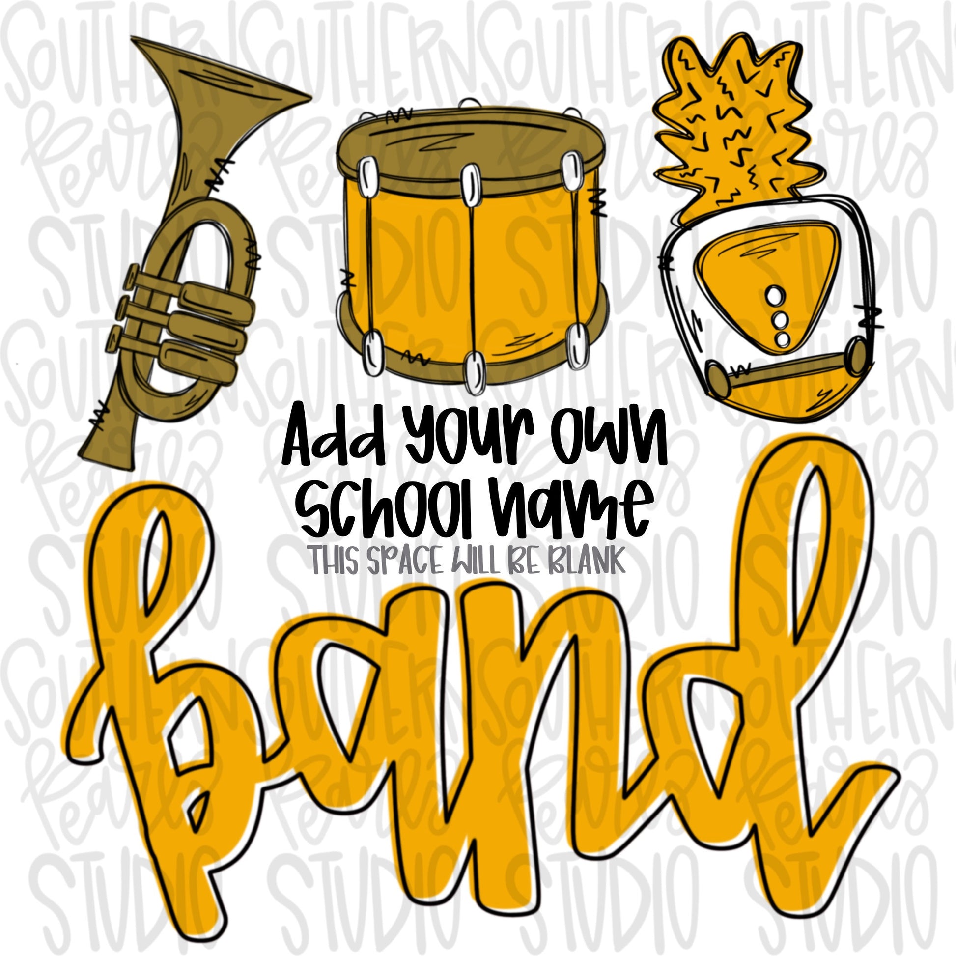 School Band | yellow gold | Add your own school name | PNG | Sublimation | Design Download