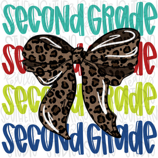 Second Grade | leopard bow | PNG | Sublimation design | Design Download | dtf | dtg |