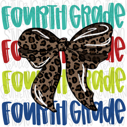 Fourth Grade | leopard bow | PNG | Sublimation design | Design Download | dtf | dtg |