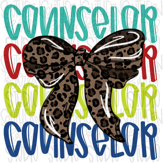 Counselor | leopard bow | PNG | Sublimation design | Design Download | dtf | dtg |