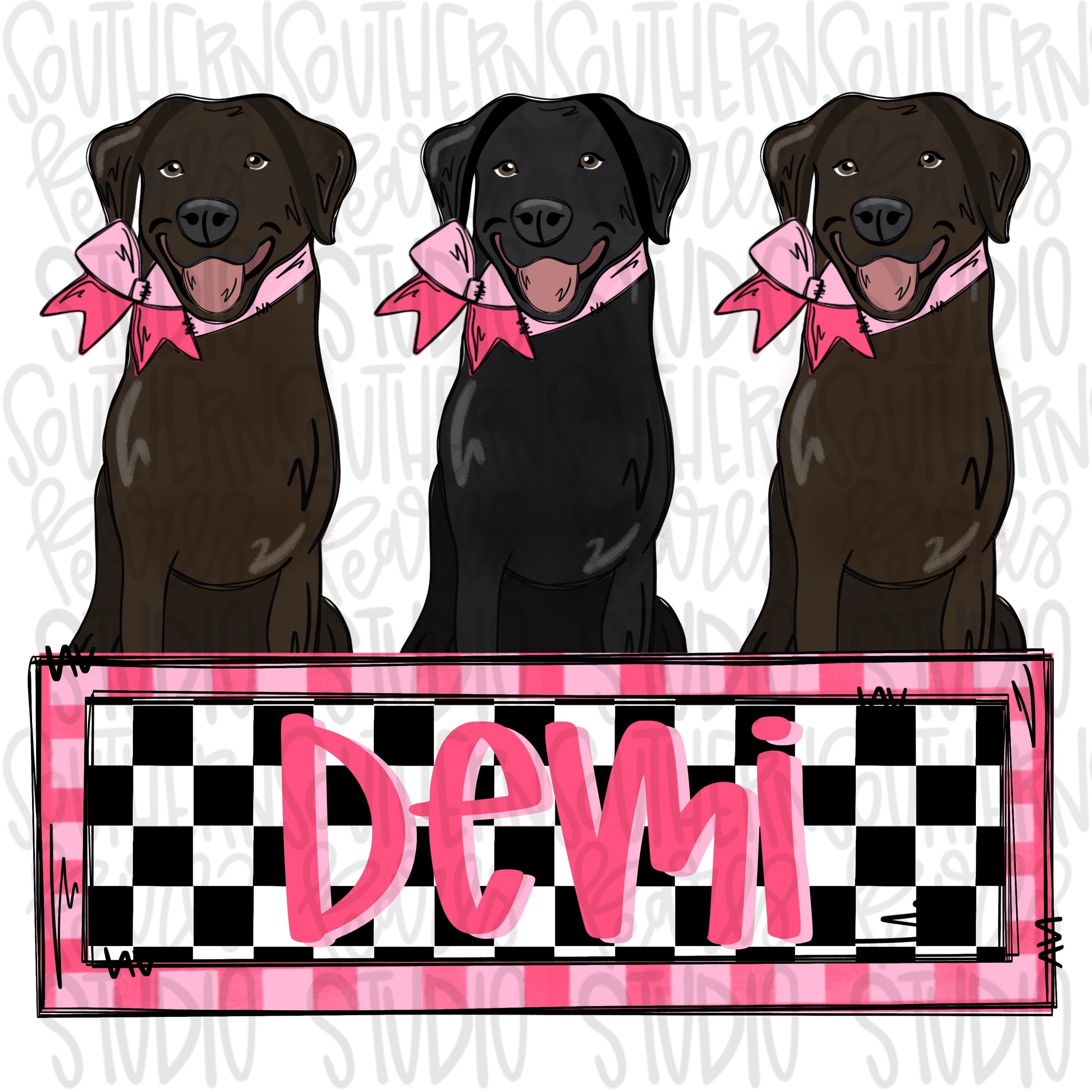 Black and chocolate lab trio girls with patch | Sublimation Design | Digital Download | Women’s, Kids Shirt PNG