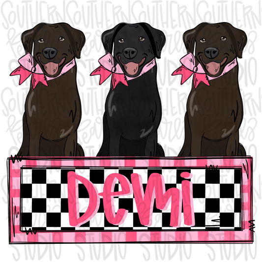 Black and chocolate lab trio girls with patch | Sublimation Design | Digital Download | Women’s, Kids Shirt PNG