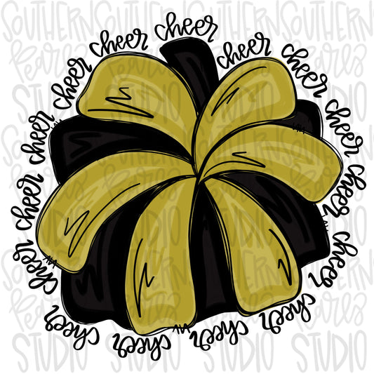 Cheerleader Pom Pom | black and gold | Go Team Cheer wording| PNG | Sublimation | Design Download