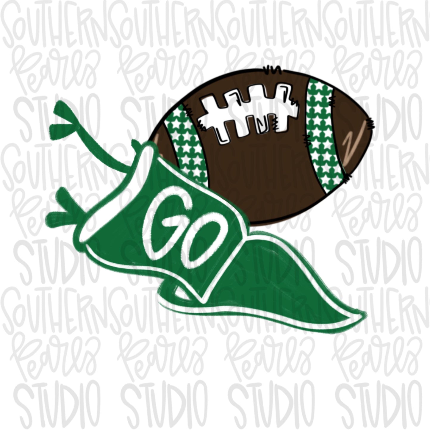 Football field with items | green | 2 designs front & back | Go Team | PNG | Sublimation | Design Download