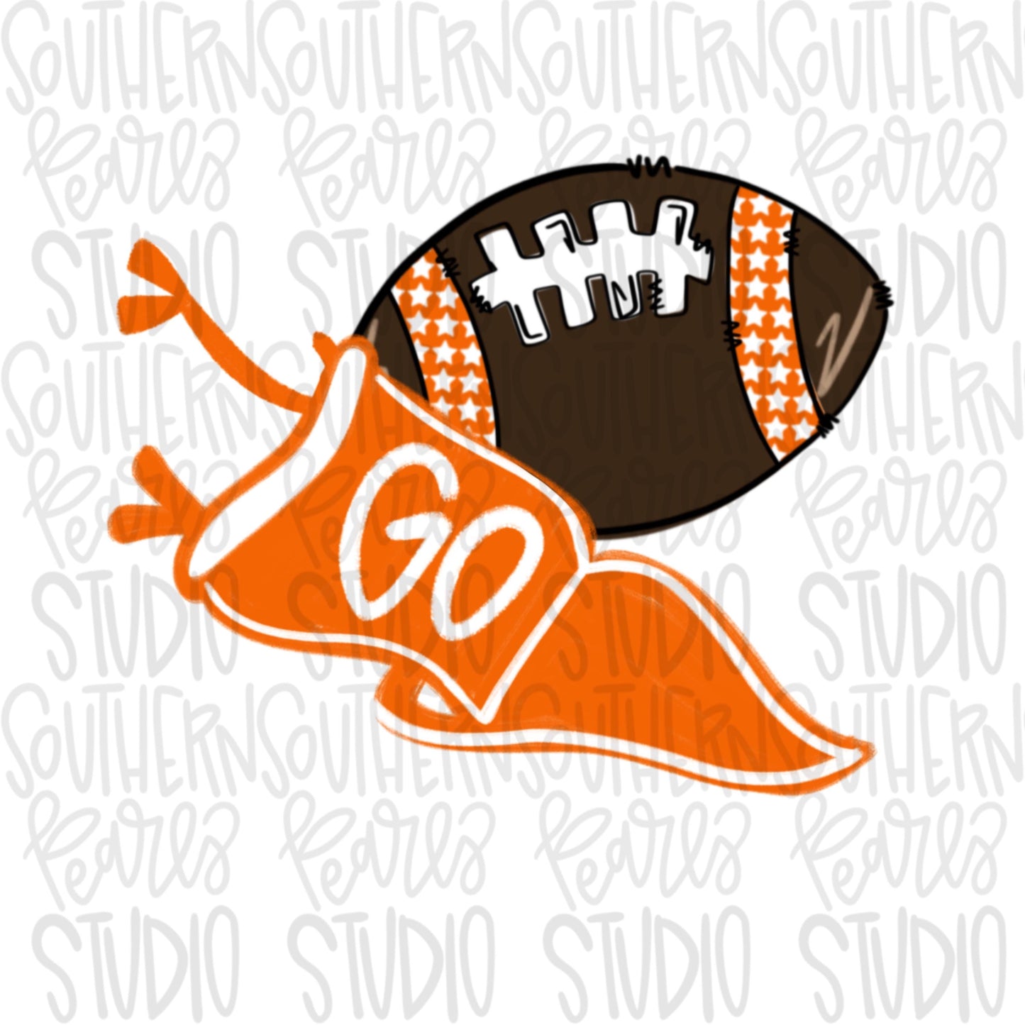 Football field with items | orange | 2 designs front & back | Go Team | PNG | Sublimation | Design Download