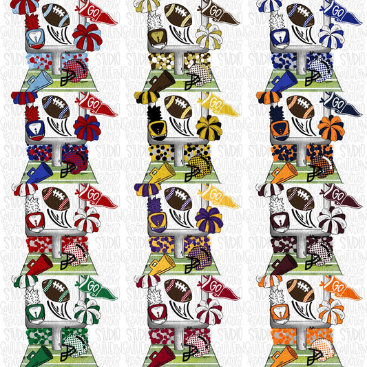 BUNDLE of 12 Football Field Goal school colors | Sublimation Design | Digital Download | Women’s, Kids Shirt PNG