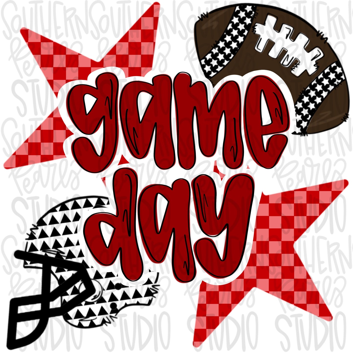 Game Day Football and helmet | red | Go Team | PNG | Sublimation | Design Download