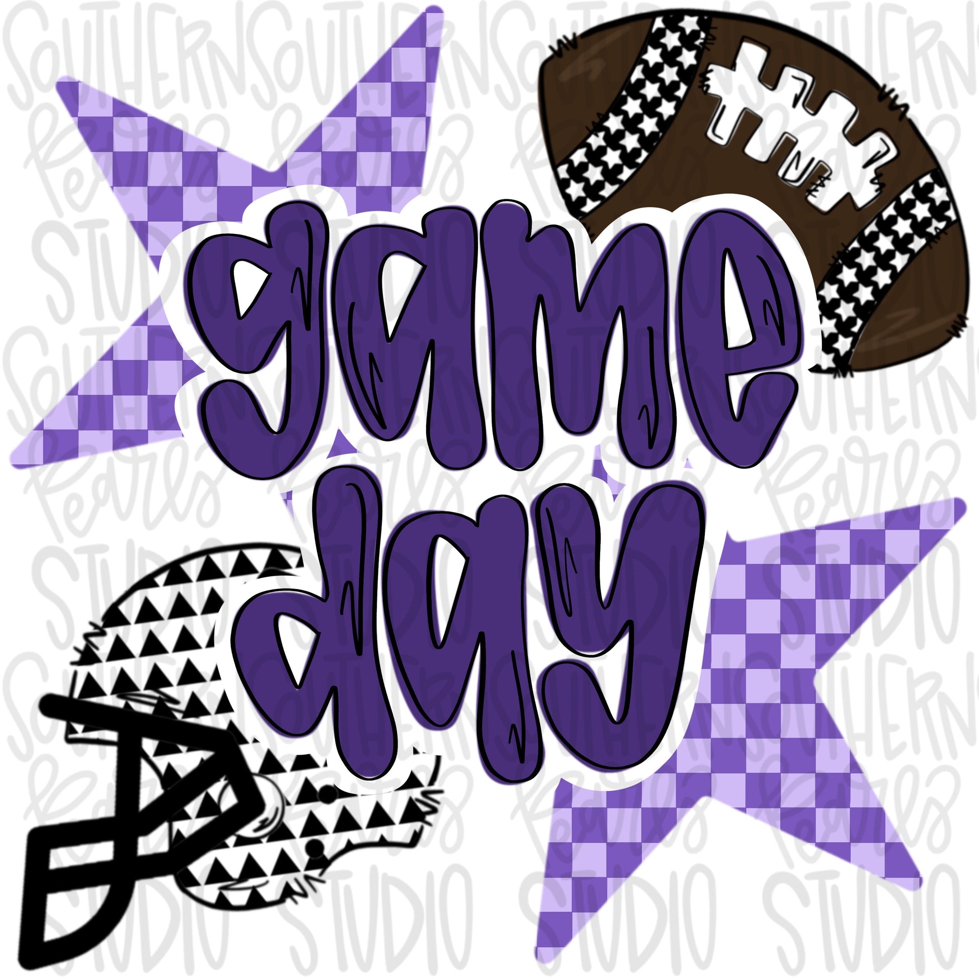 Game Day Football and helmet | purple | Go Team | PNG | Sublimation | Design Download