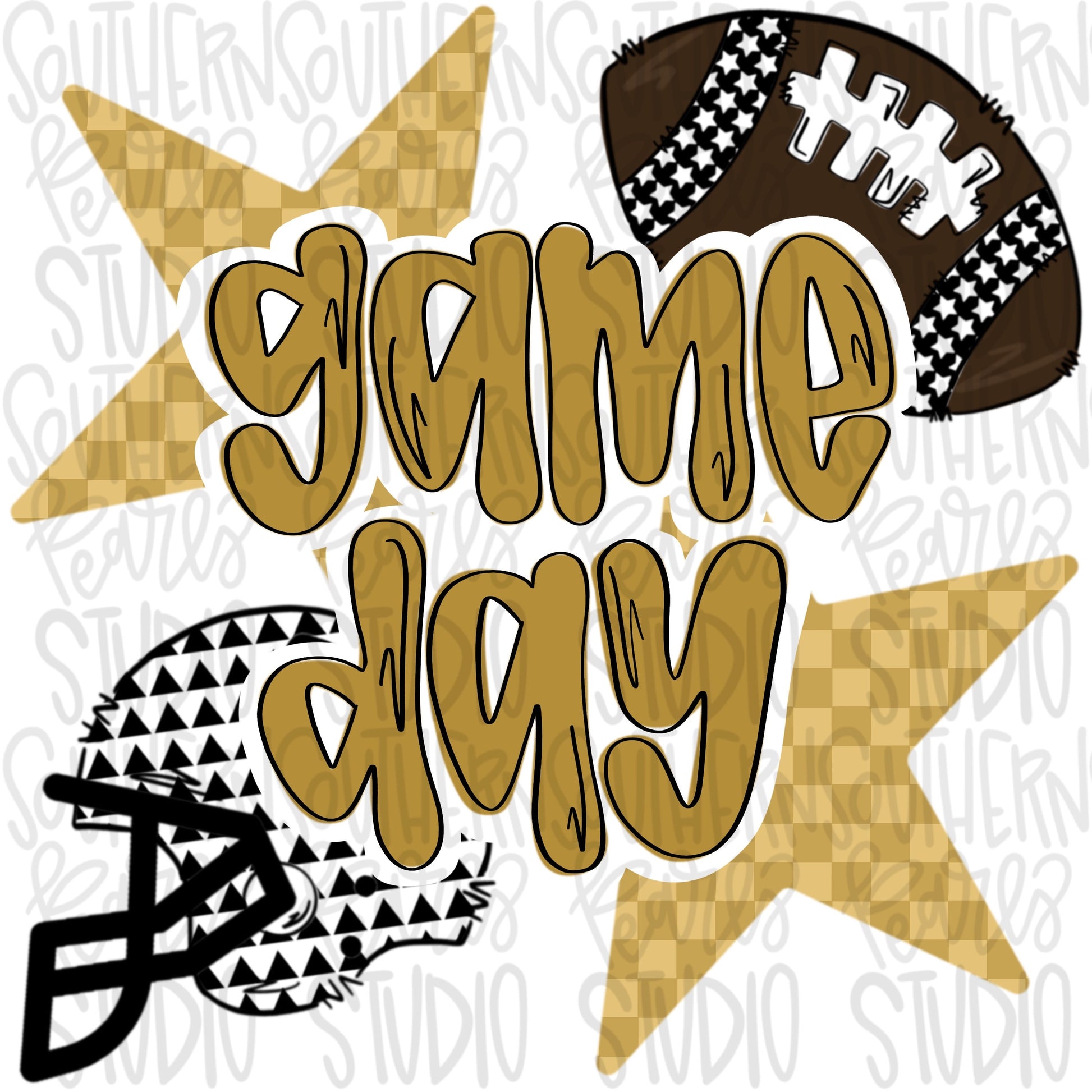 Game Day Football and helmet | gold | Go Team | PNG | Sublimation | Design Download