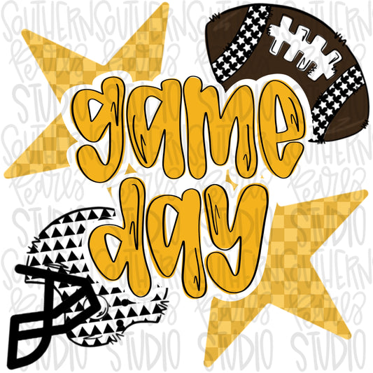 Game Day Football and helmet | yellow | Go Team | PNG | Sublimation | Design Download