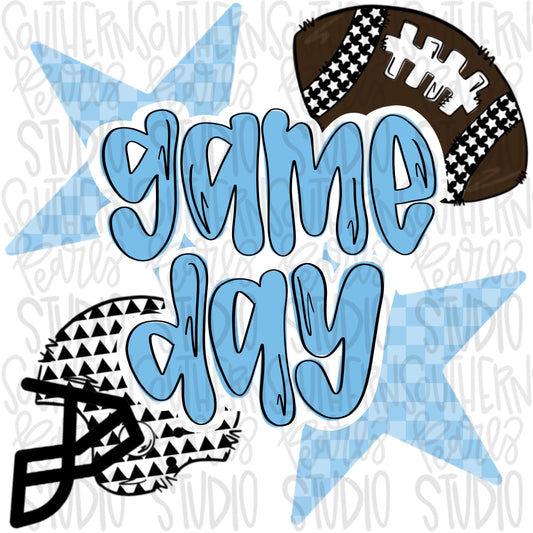 Game Day Football and helmet | powder blue | Go Team | PNG | Sublimation | Design Download