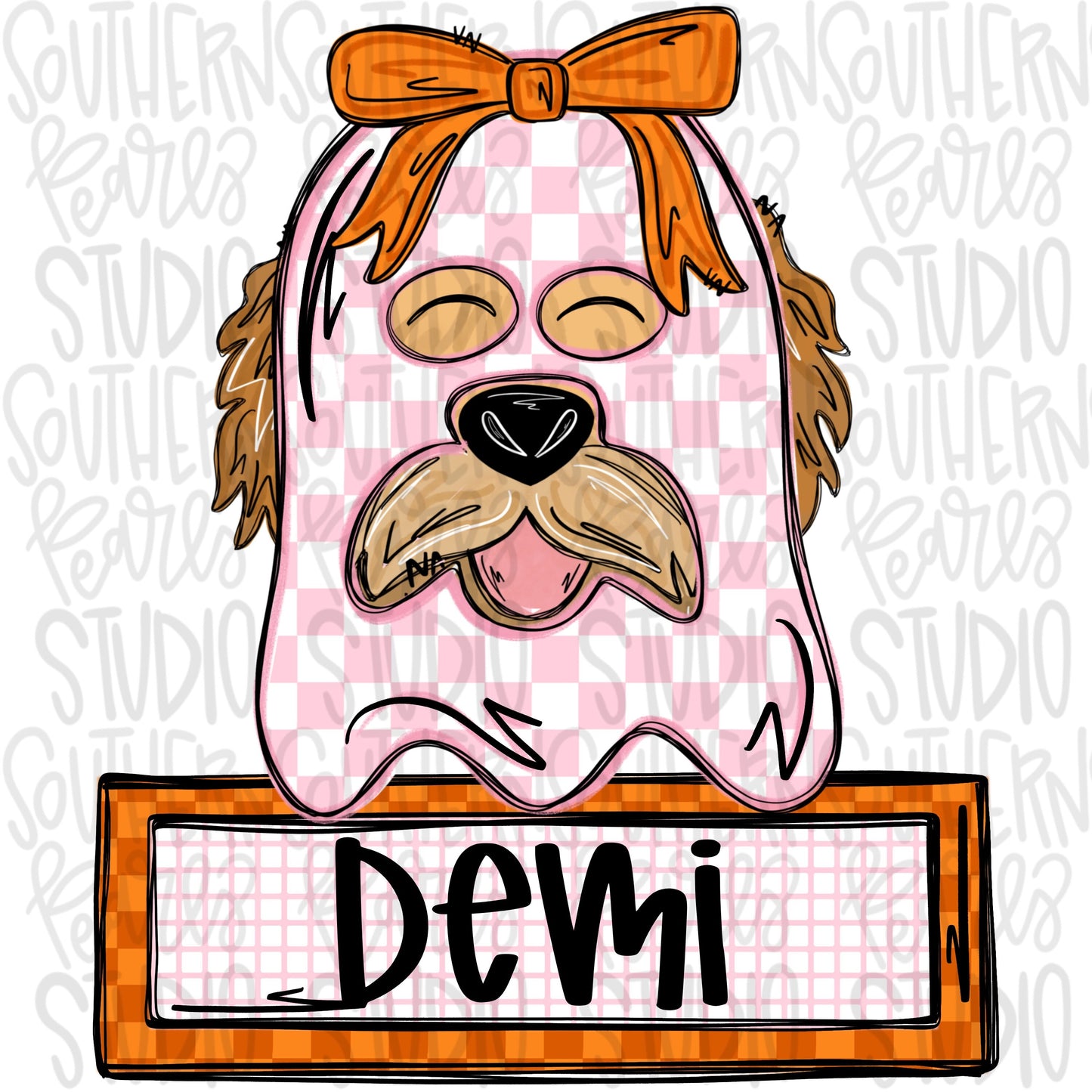 Goldendoodle ghost Girl Name Patch | Sublimation Design | Digital Download | Women’s, Kids Shirt PNG