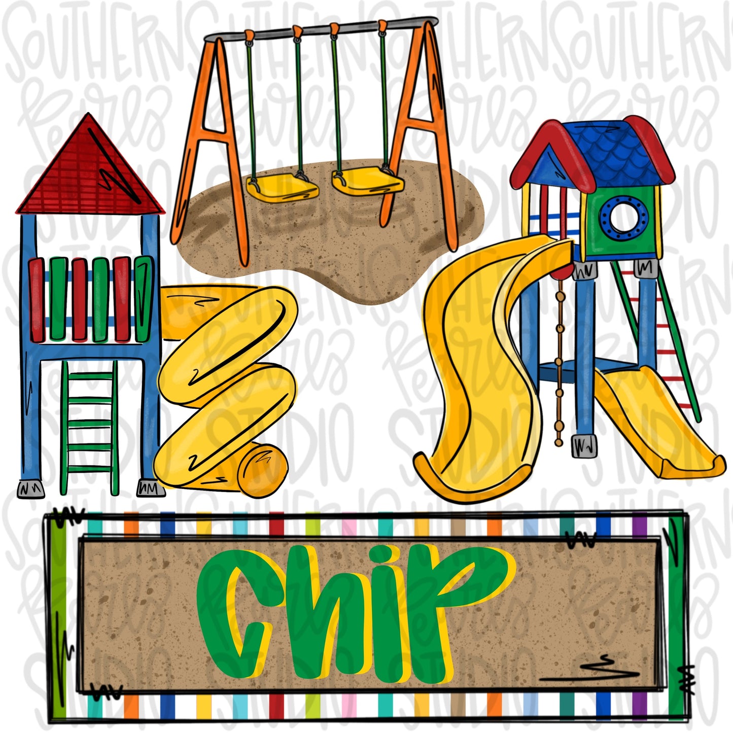 Playground with name patch | Sublimation Design | Digital Download | Women’s, Kids Shirt PNG