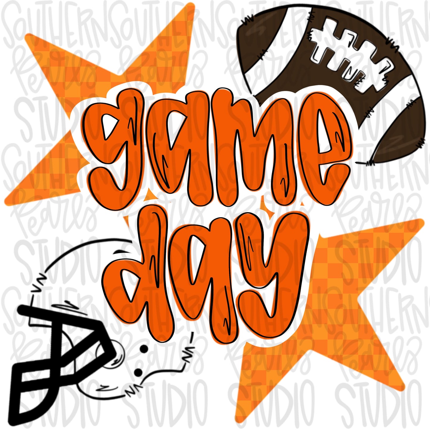 Game Day Football and helmet | orange | Go Team | PNG | Sublimation | Design Download