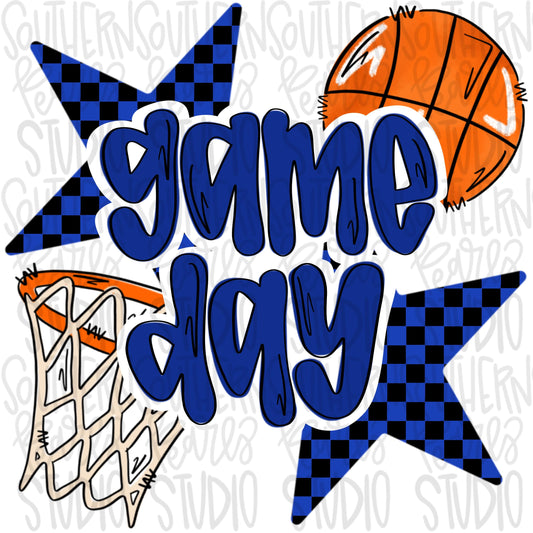 Game Day basketball | Royal and black | Go Team | PNG | Sublimation | Design Download