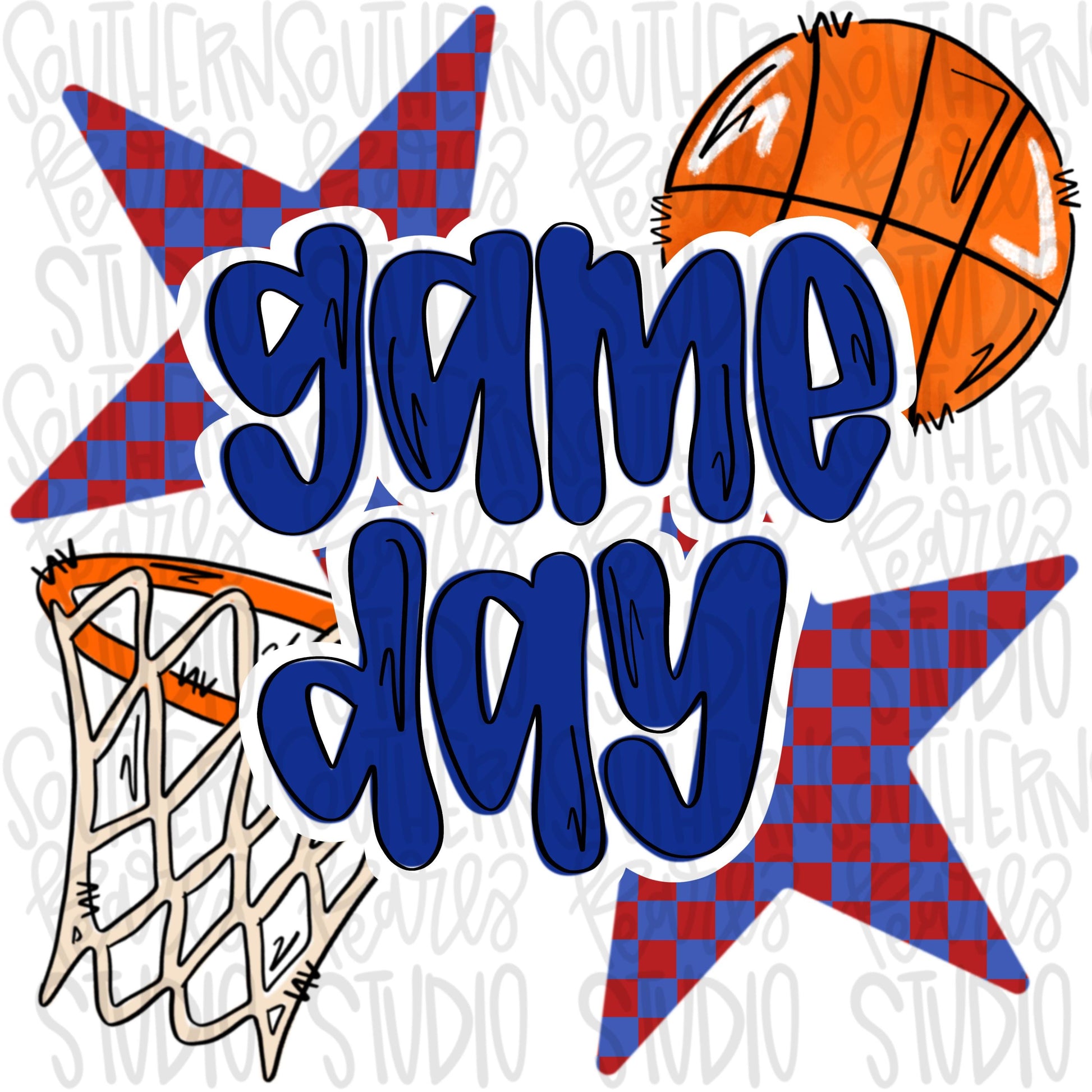 Game Day basketball | Royal and Red | Go Team | PNG | Sublimation | Design Download