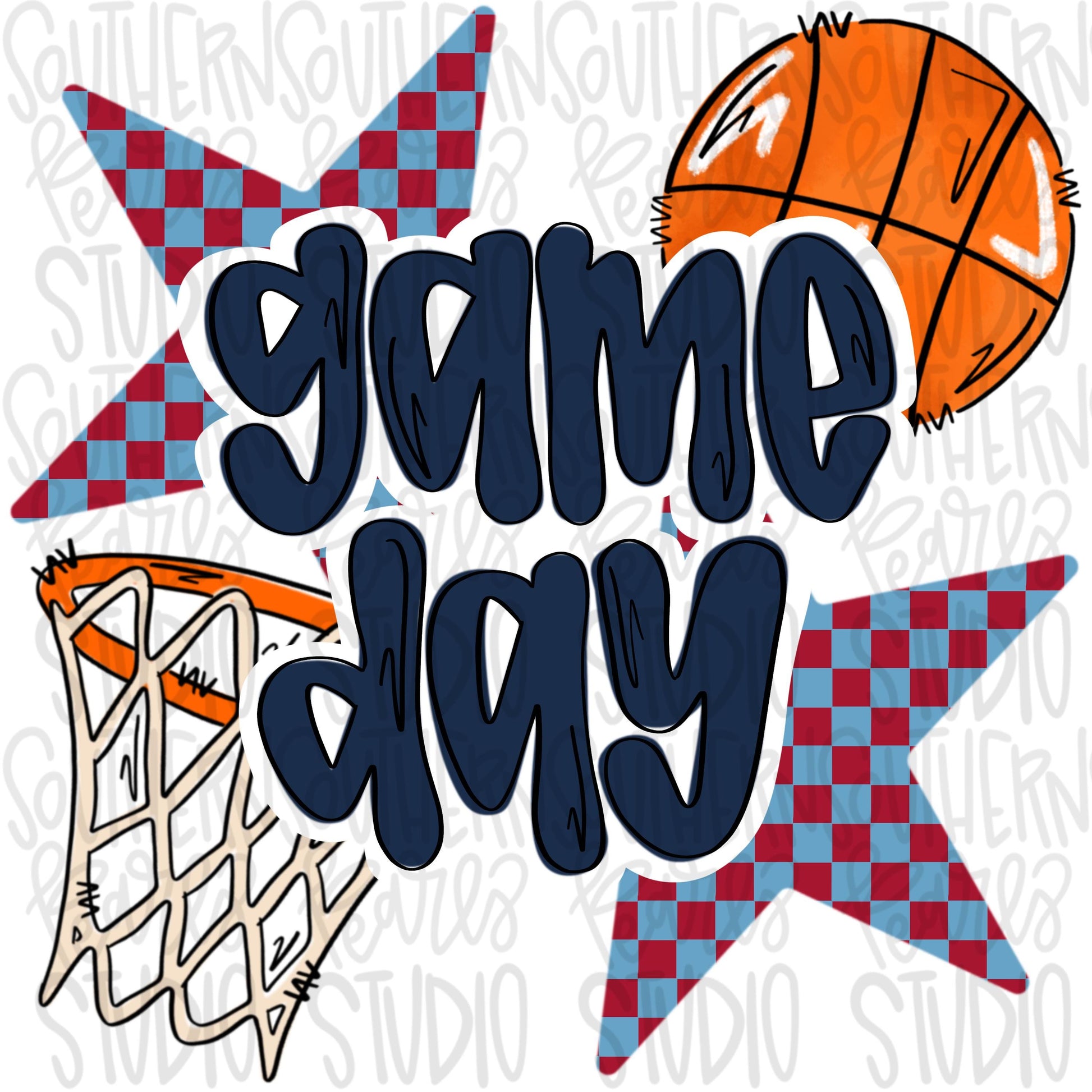 Game Day basketball | Navy and Red | Go Team | PNG | Sublimation | Design Download