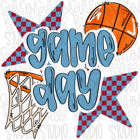 Game Day basketball | Carolina Blue and Red | Go Team | PNG | Sublimation | Design Download