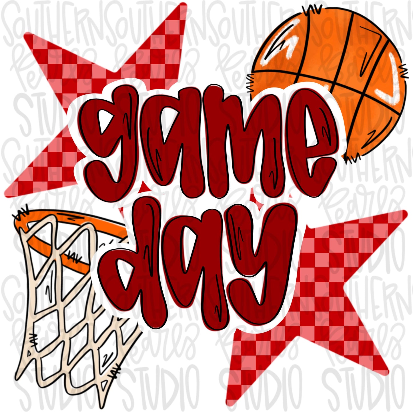 Game Day basketball | Red | Go Team | PNG | Sublimation | Design Download